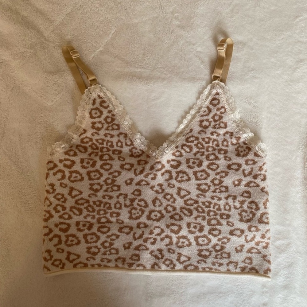SHEIN Leopard Print Tank Top - Brown and Cream